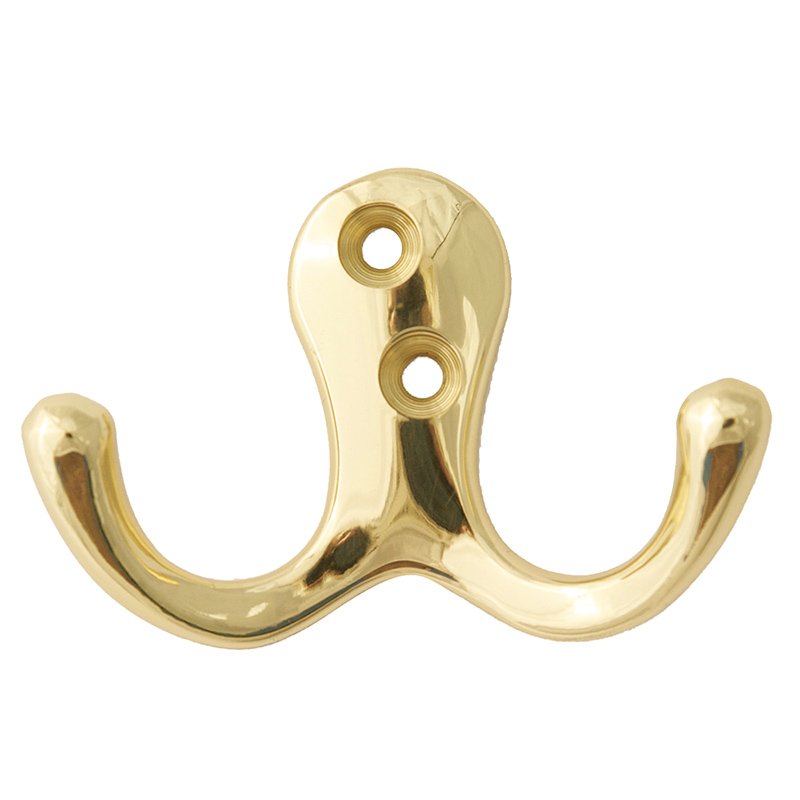 Alno Hardware 2 3/4" x 2" Double Hook in Unlacquered Brass