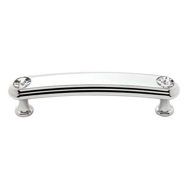 Alno Hardware Solid Brass 3 1/2" Centers Rounded Handle in Swarovski /Polished Chrome