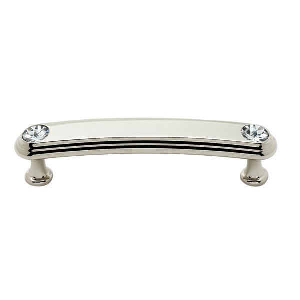 Alno Hardware Solid Brass 3 1/2" Centers Rounded Handle in Swarovski /Polished Nickel