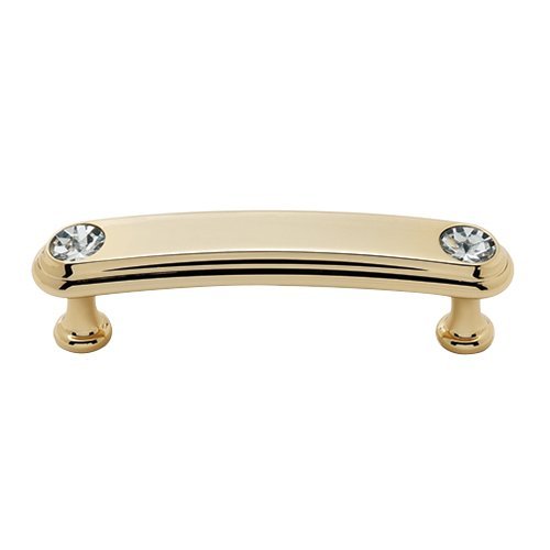 Alno Hardware Solid Brass 3" Centers Rounded Handle in Swarovski /Gold