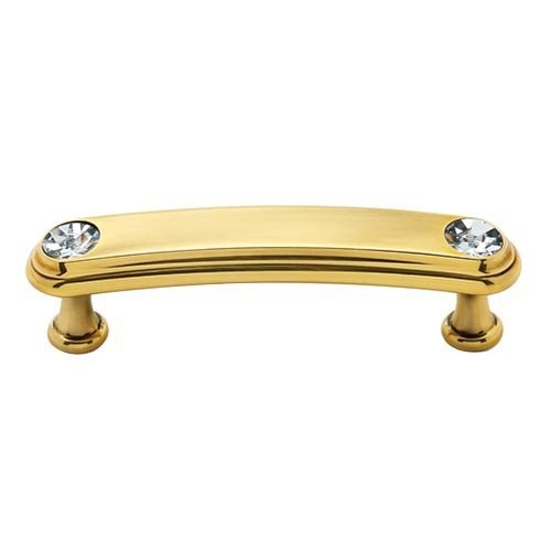 Alno Hardware Solid Brass 3" Centers Rounded Handle in Swarovski /Polished Antique
