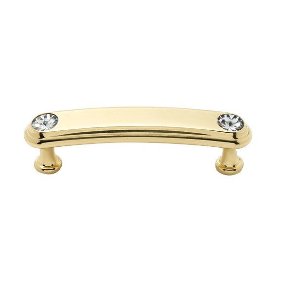 Alno Hardware Solid Brass 3" Centers Rounded Handle in Swarovski /Polished Brass