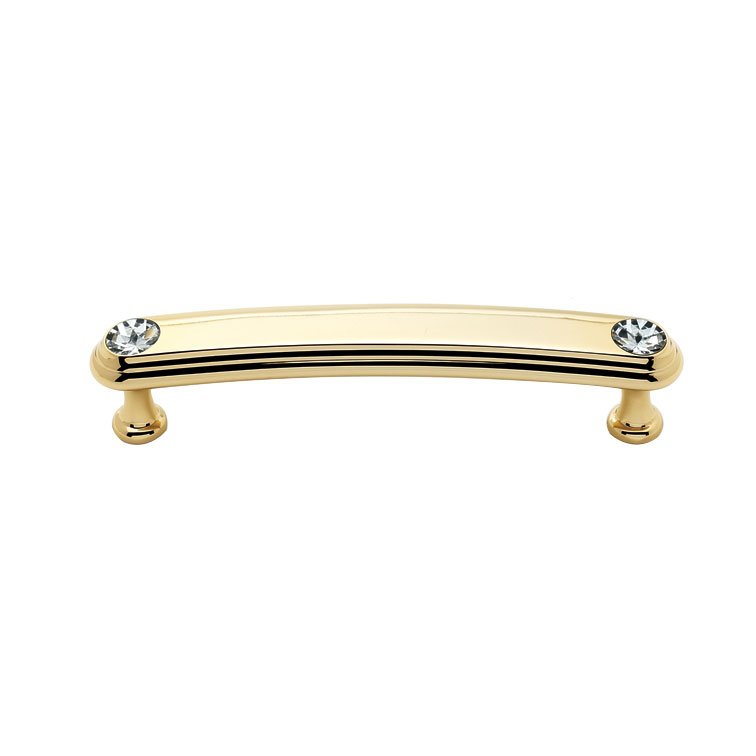Alno Hardware Solid Brass 4" Centers Rounded Handle in Swarovski /Gold