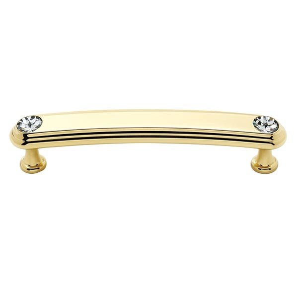 Alno Hardware Solid Brass 4" Centers Rounded Handle in Swarovski /Polished Brass