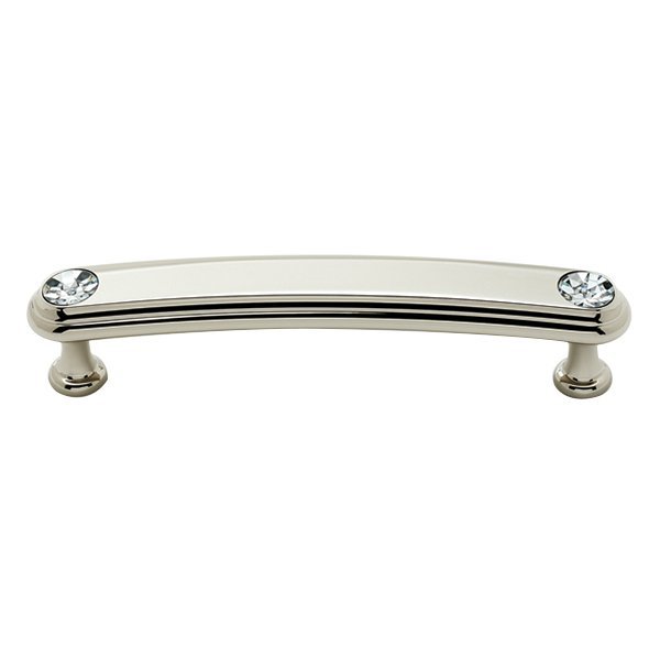 Alno Hardware Solid Brass 4" Centers Rounded Handle in Swarovski /Polished Nickel