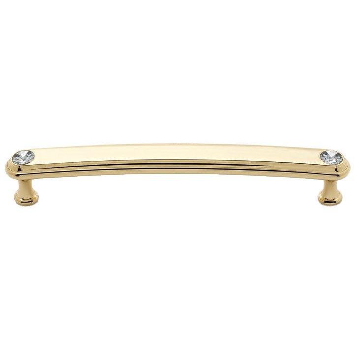 Alno Hardware Solid Brass 6" Centers Rounded Handle in Swarovski /Gold