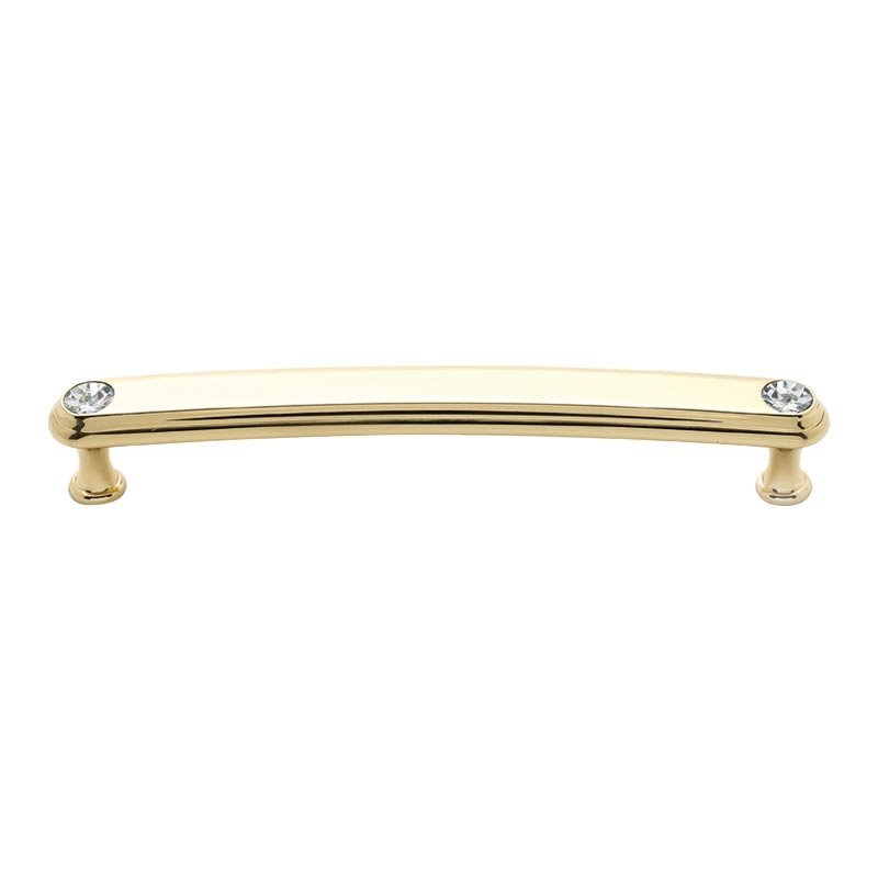 Alno Hardware Solid Brass 6" Centers Rounded Handle in Swarovski /Polished Brass