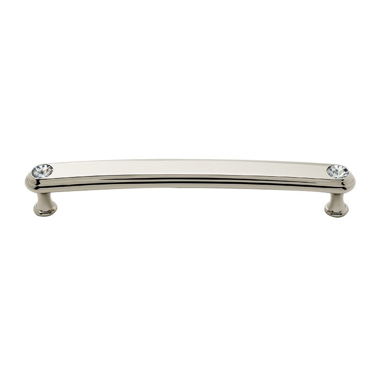 Alno Hardware Solid Brass 6" Centers Rounded Handle in Swarovski /Polished Nickel