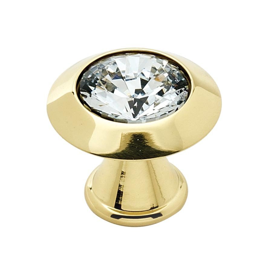Alno Hardware Solid Brass 1 1/4" Knob in Swarovski Crystal/Polished Brass