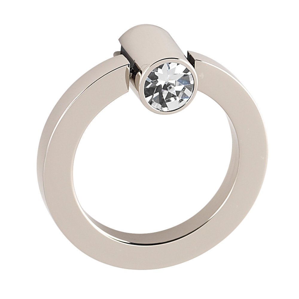 Alno Hardware 2" Round Ring with Crystal Small Round Mount in Polished Nickel