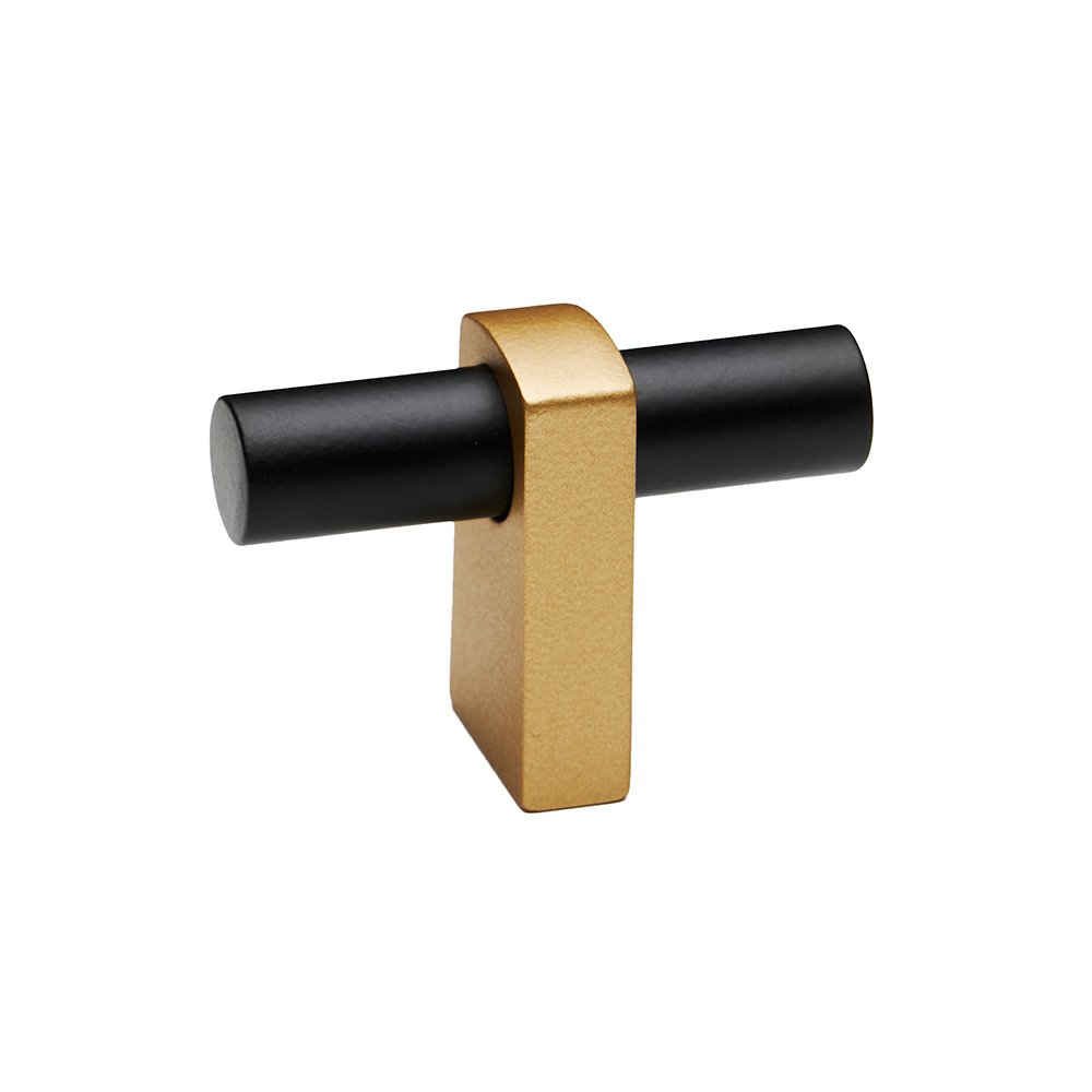 Alno Hardware T Knob With Smooth Bar in Champagne And Matte Black