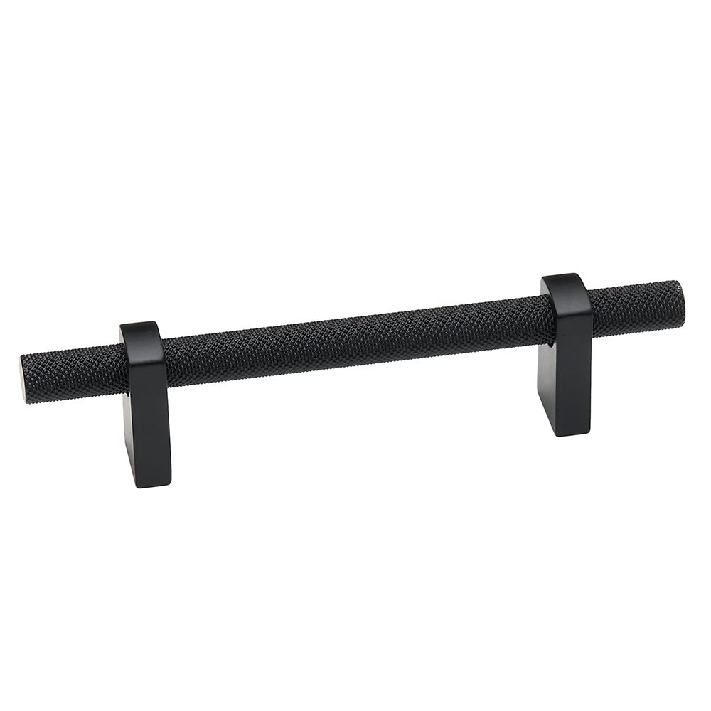 Alno Hardware 3" Centers Pull With Knurled Bar in Matte Black