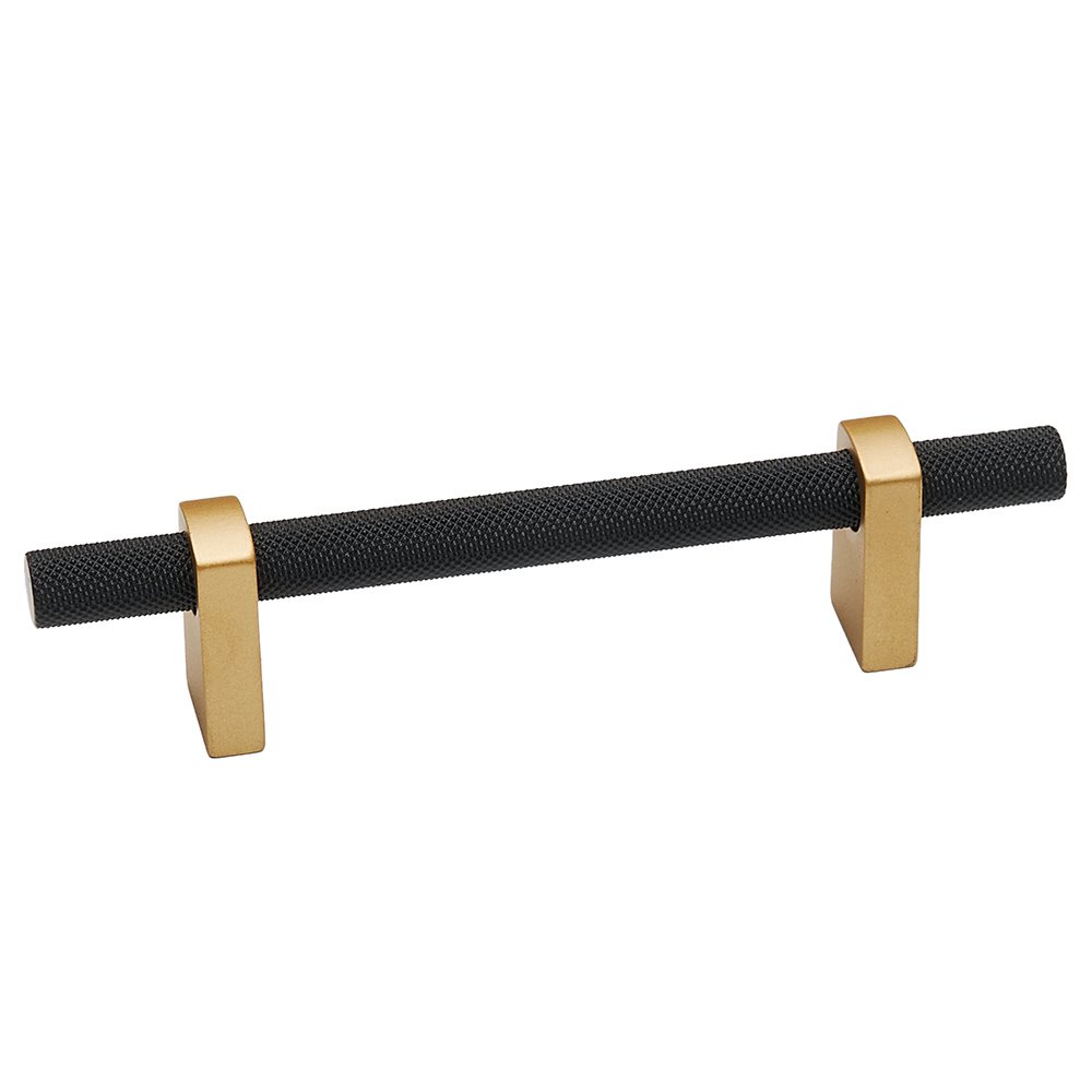 Alno Hardware 4" Centers Pull With Knurled Bar in Champagne And Matte Black