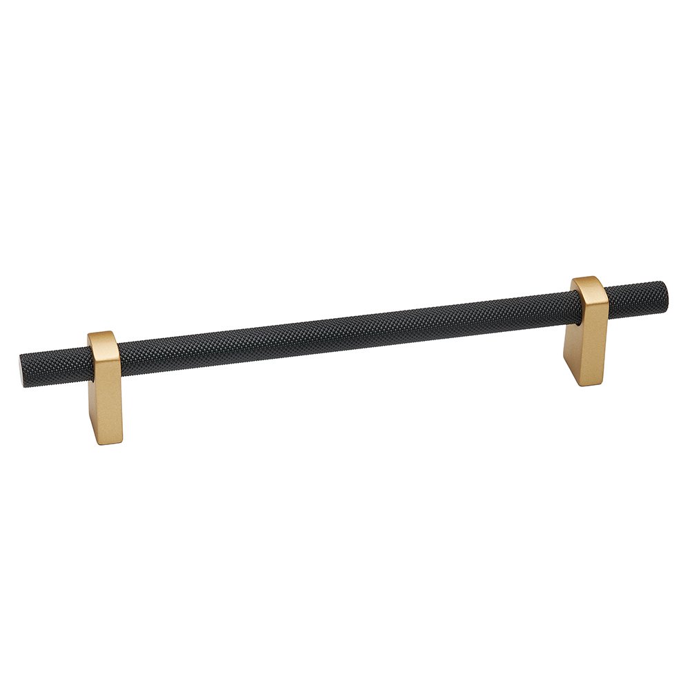 Alno Hardware 8" Centers Pull With Knurled Bar in Champagne And Matte Black