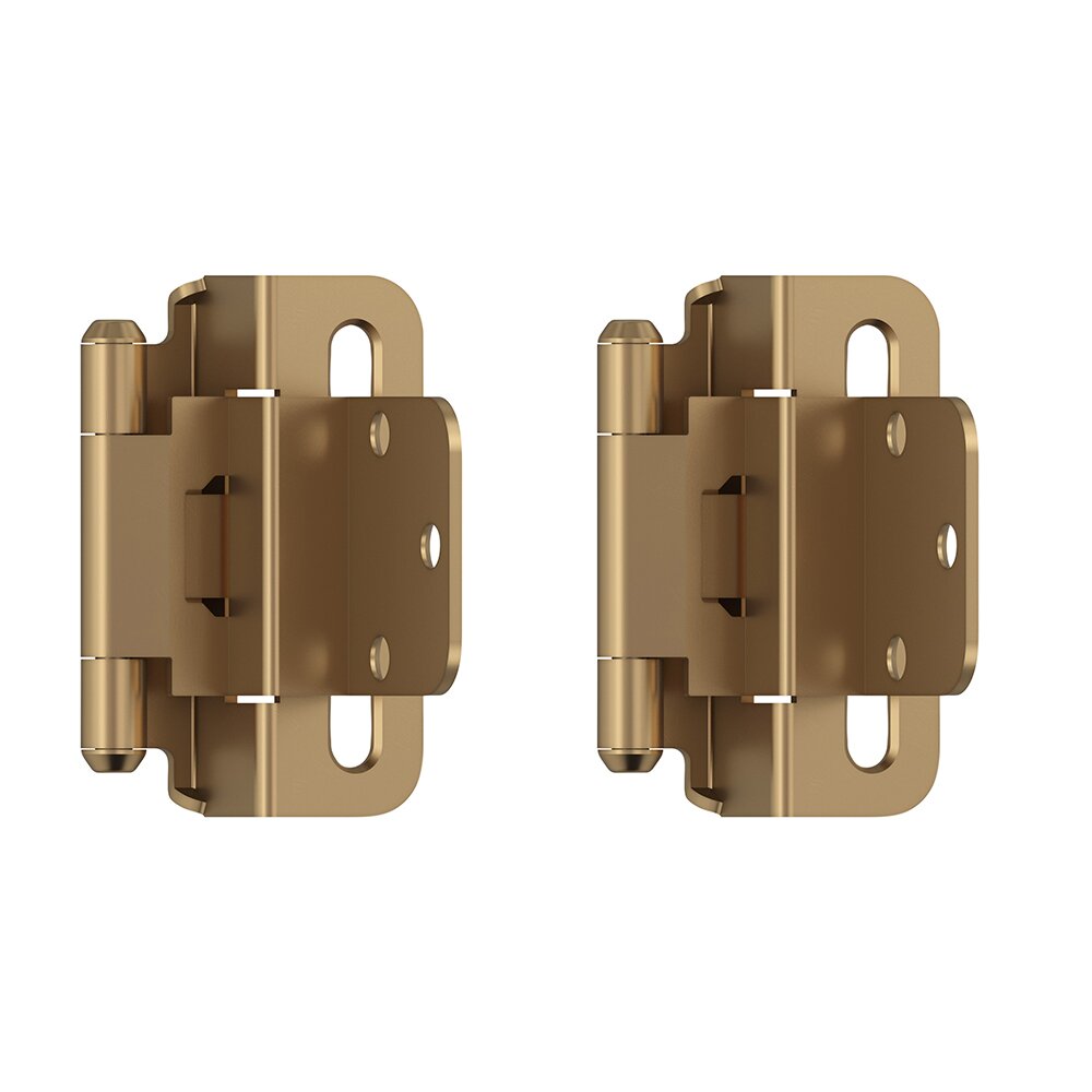 Amerock 3/8" (10 mm) Inset Self Closing Partial Wrap Cabinet Hinge (Pair) in Champagne Bronze