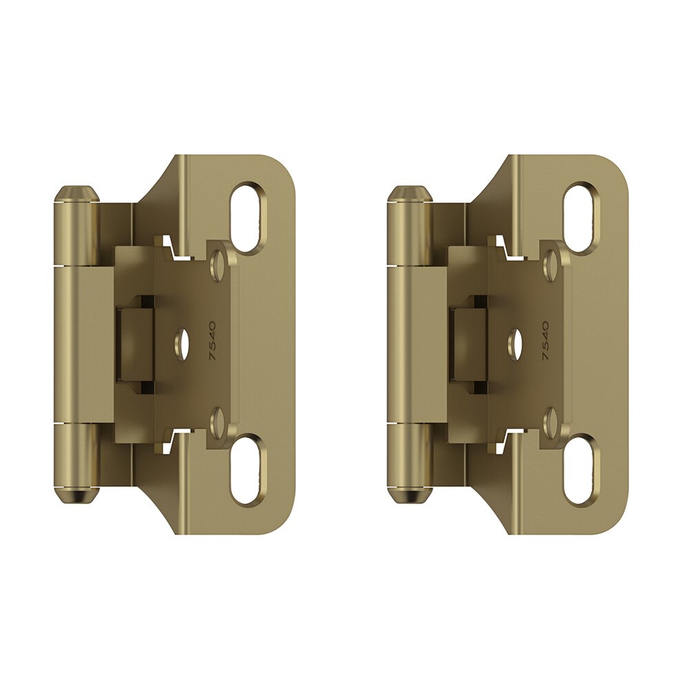 Amerock 1/4" (6 mm) Overlay Self Closing Partial Wrap Cabinet Hinge (Pair) in Golden Champagne