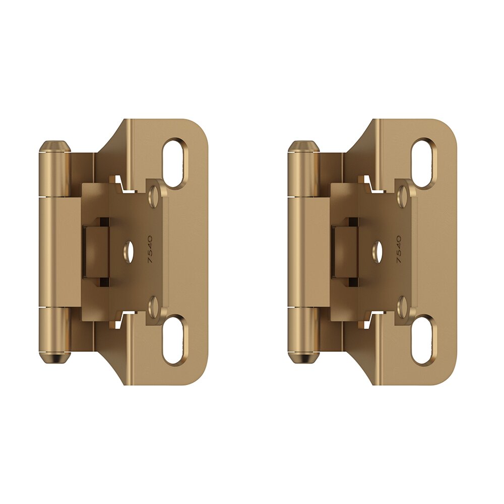 Amerock 1/4" (6 mm) Overlay Self Closing Partial Wrap Cabinet Hinge (Pair) in Champagne Bronze