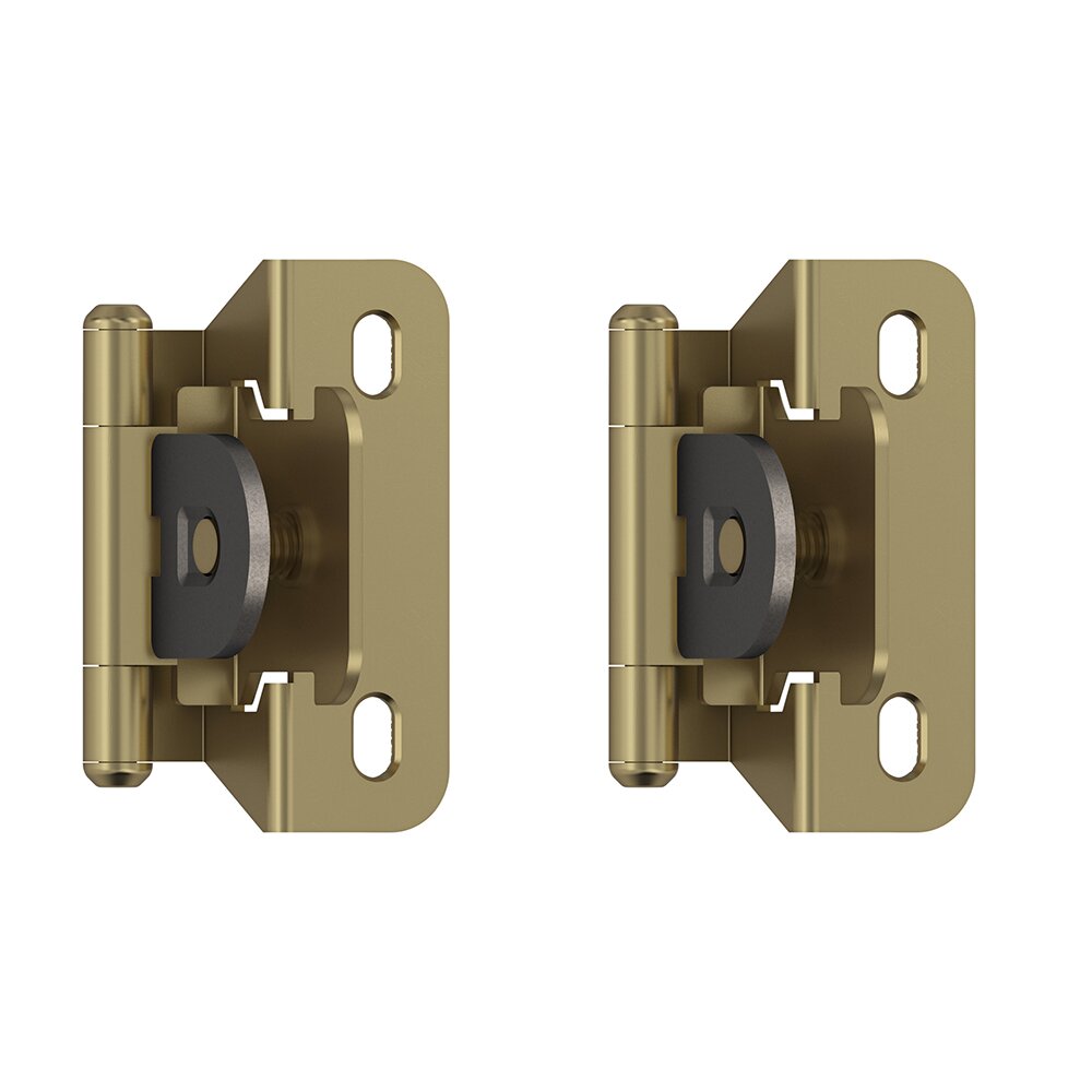 Amerock 1/4" (6 mm) Overlay Single Demountable Partial Wrap Cabinet Hinge (Pair) in Golden Champagne
