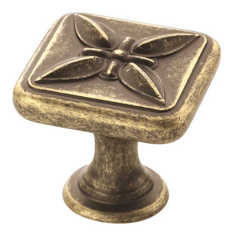 Amerock 1 1/8" Square Knob in Weathered Brass
