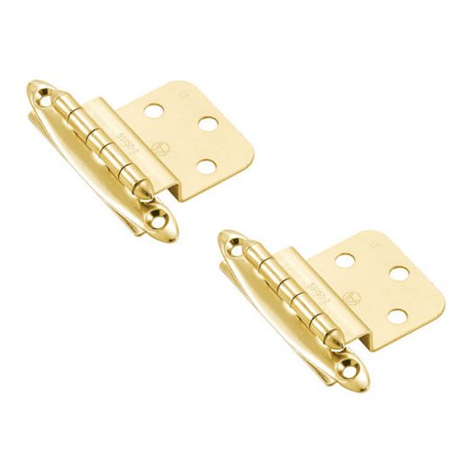 Amerock Non Self Closing Face Mount 3/8" Inset Hinge (Pair) in Bright Brass