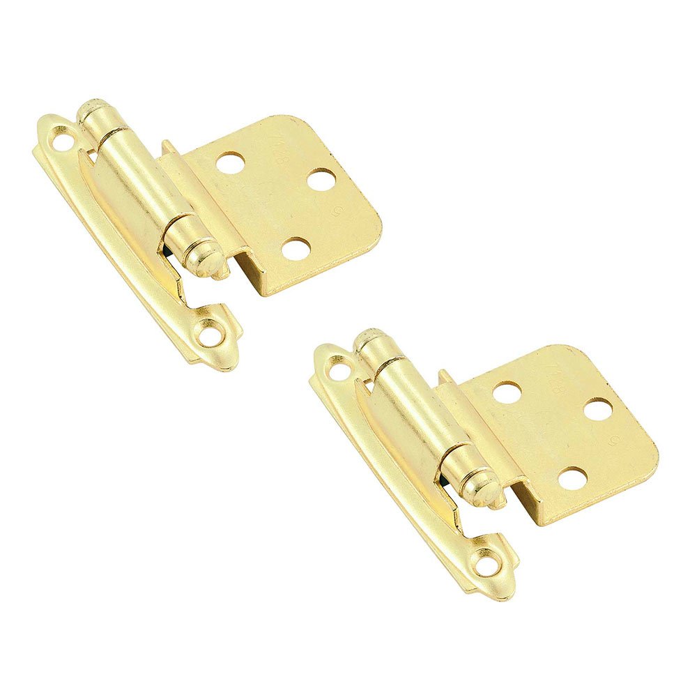 Amerock Self Closing Face Mount 3/8" Inset Hinge (Pair) in Bright Brass
