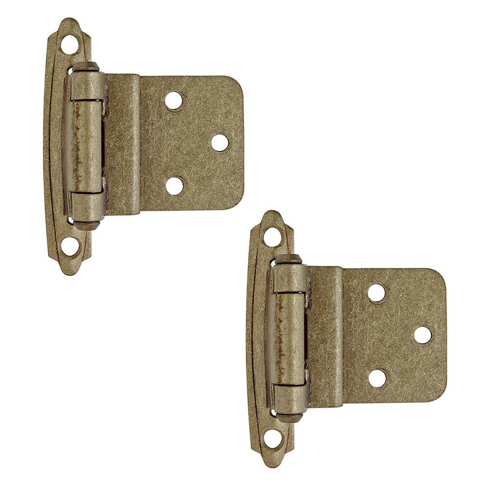 Amerock Self Closing Face Mount 3/8" Inset Hinge (Pair) in Burnished Brass
