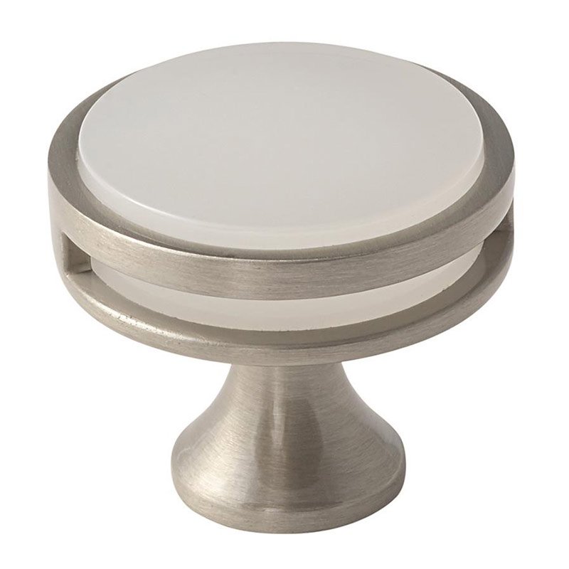 Amerock 1 3/8" Diameter Knob in Satin Nickel with Frosted Acrylic