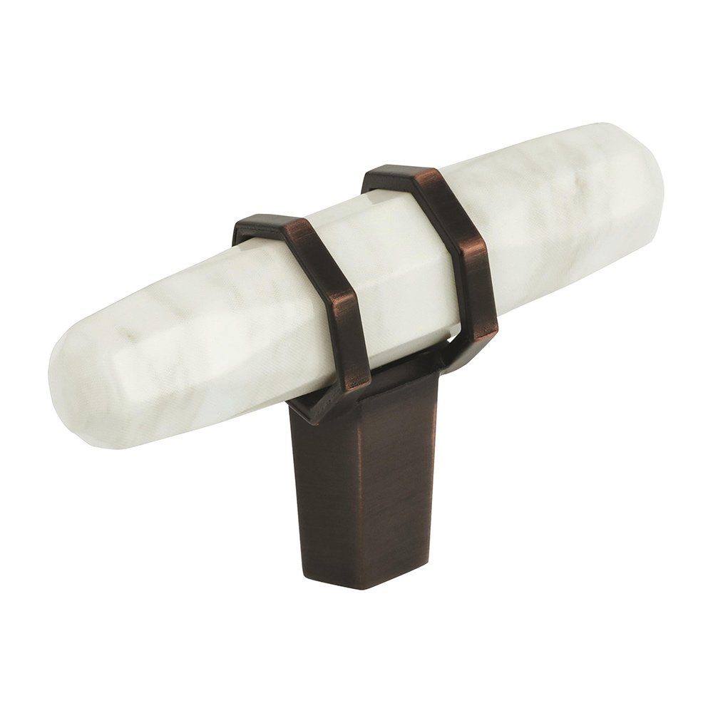 Amerock 2 1/2" Long Cabinet Knob in Marble White/Oil-Rubbed Bronze