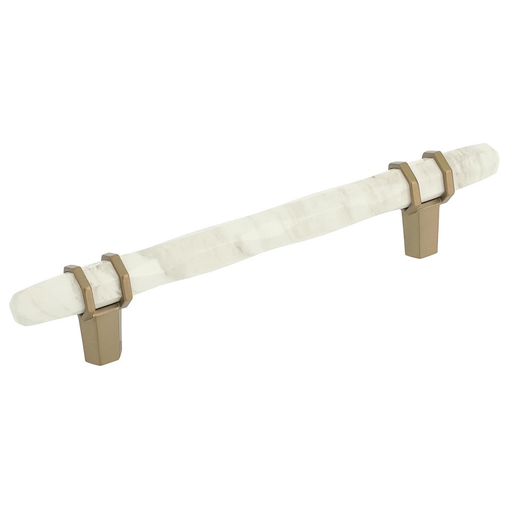Amerock 5" Centers Cabinet Handle in Marble White/Golden Champagne