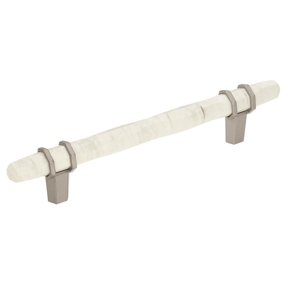 Amerock 5" Centers Cabinet Handle in Marble White/Satin Nickel