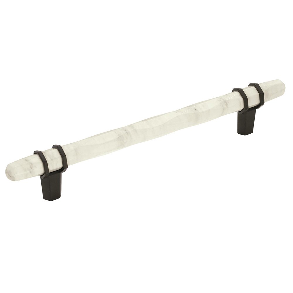Amerock 6 1/4" Centers Cabinet Handle in Marble White/Black Bronze Cabinet Pull