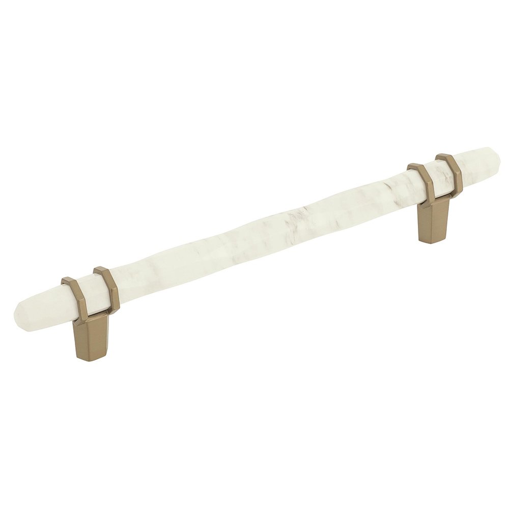 Amerock 6 1/4" Centers Cabinet Handle in Marble White/Golden Champagne Cabinet Pull