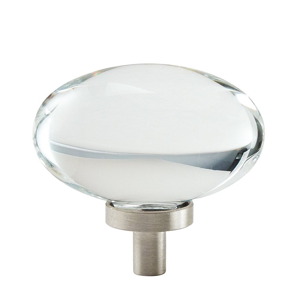 Amerock 1 3/4" Oval Knob in Clear Glass/Satin Nickel