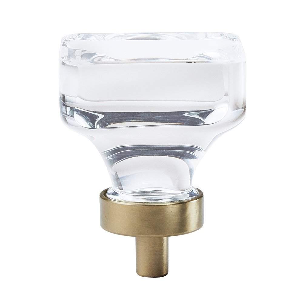 Amerock 1 3/8" Square Knob in Clear Glass/Golden Champagne