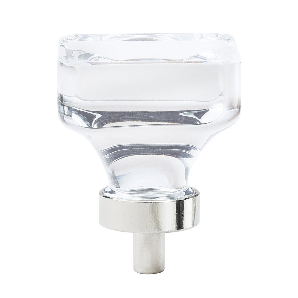 Amerock 1 3/8" Square Knob in Clear Glass/Polished Nickel
