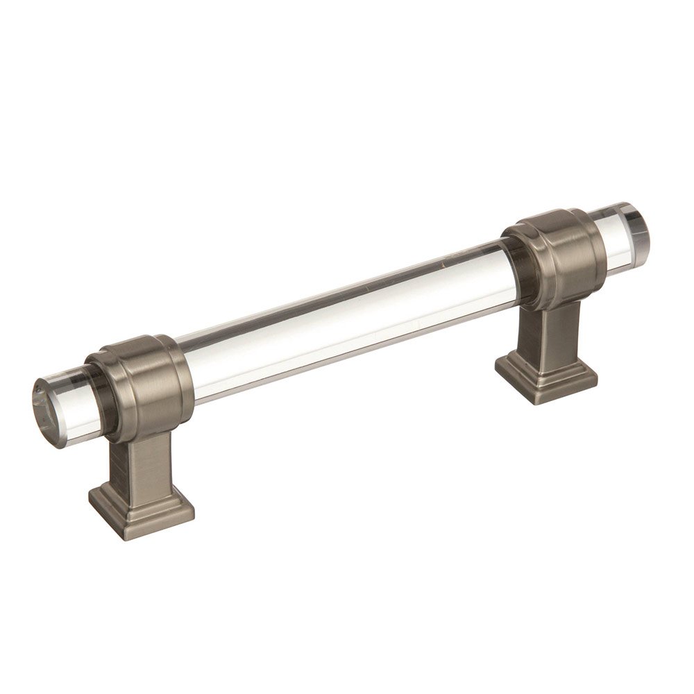 Amerock 3 3/4" Centers Cabinet Pull in Clear/Satin Nickel