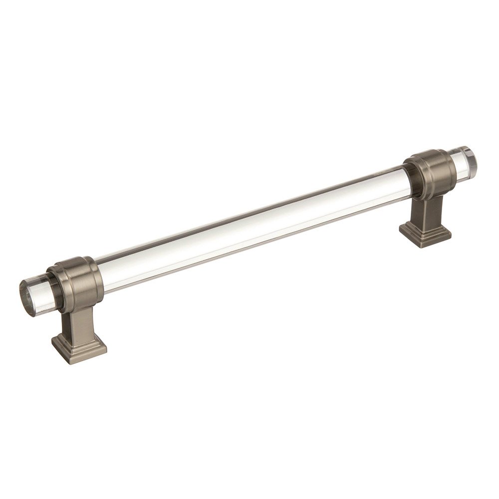 Amerock 6 1/4" Centers Cabinet Pull in Clear/Satin Nickel