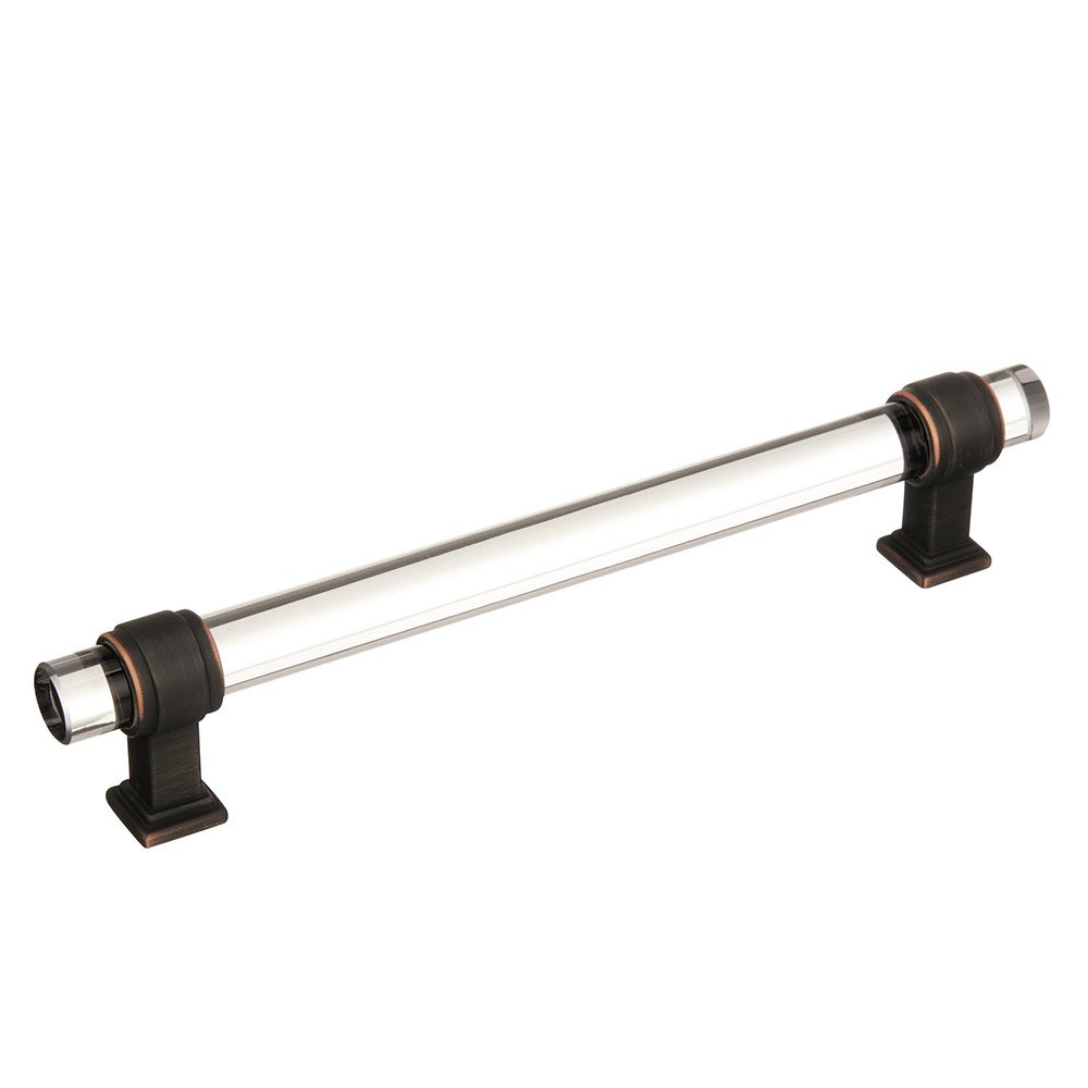 Amerock 6 1/4" Centers Cabinet Pull in Clear/Oil Rubbed Bronze