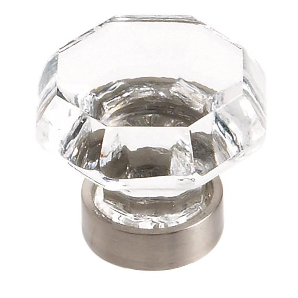 Amerock 1 5/16" Diameter Glass Knob in Clear Glass and Satin Nickel