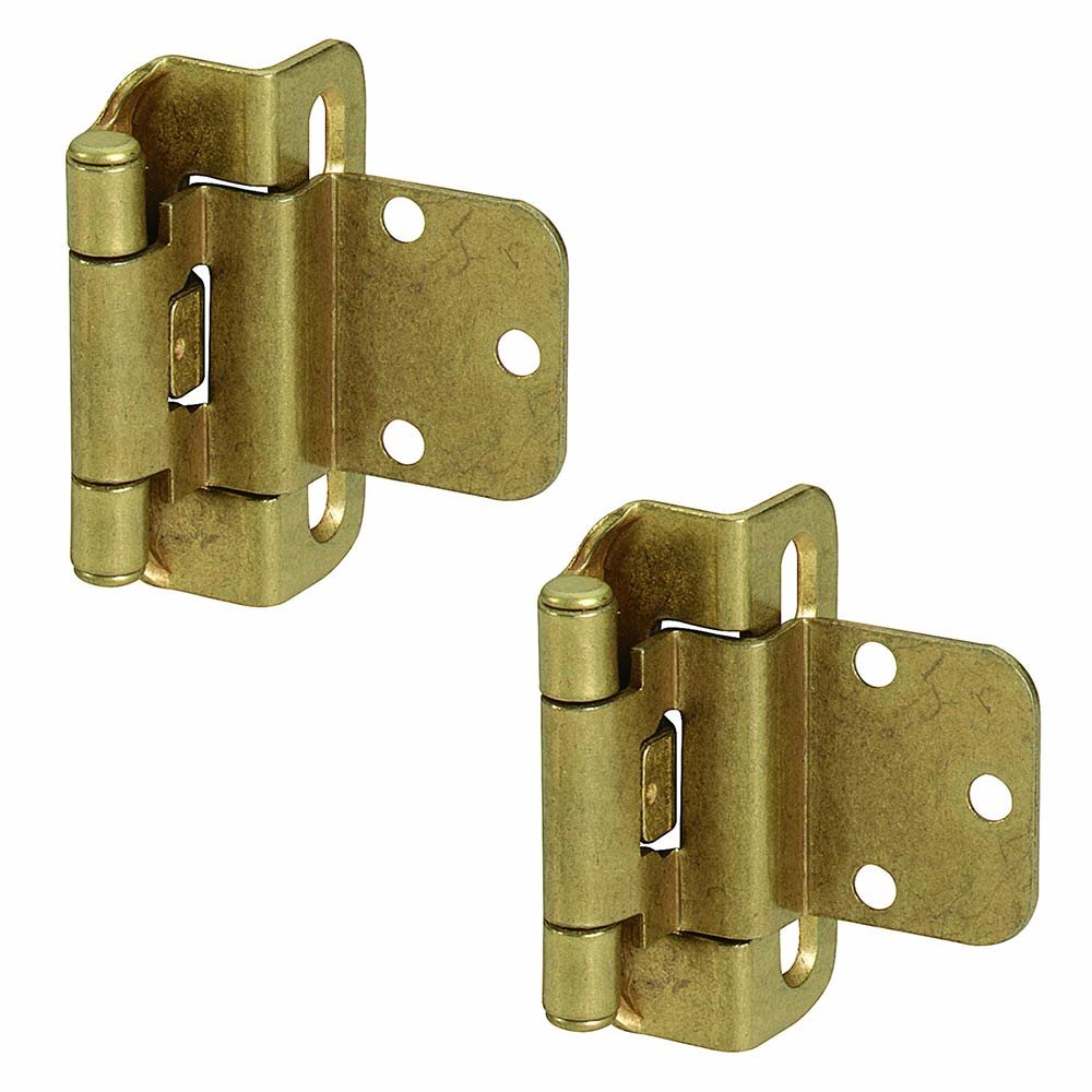 Amerock Self Closing Partial Wrap 3/8" Inset Hinge (Pair) in Burnished Brass