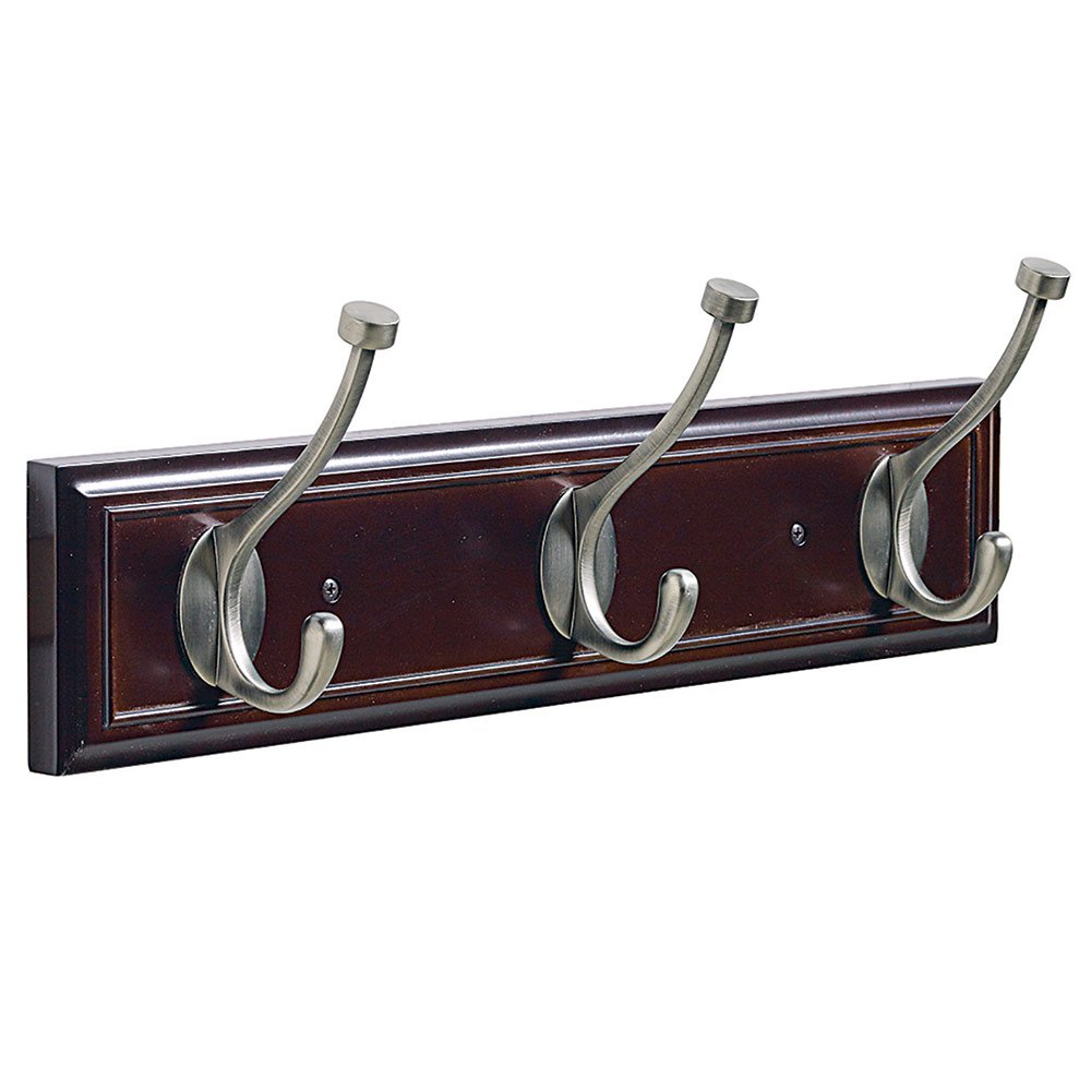 Amerock 18" Triple Hook Rack in Mahogany and Antique Silver