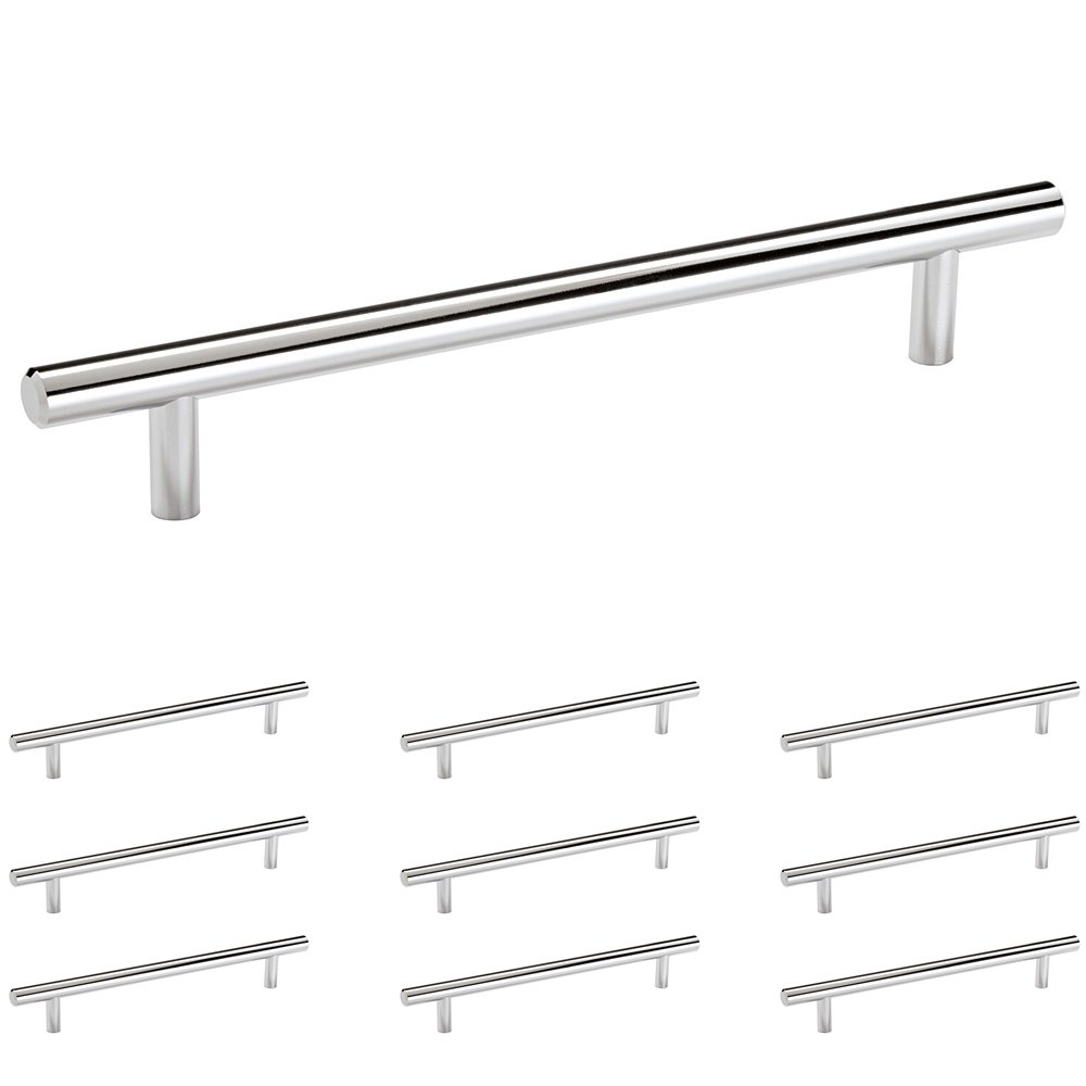 Amerock 10 Pack of 7" Centers European Bar Pull in Polished Chrome