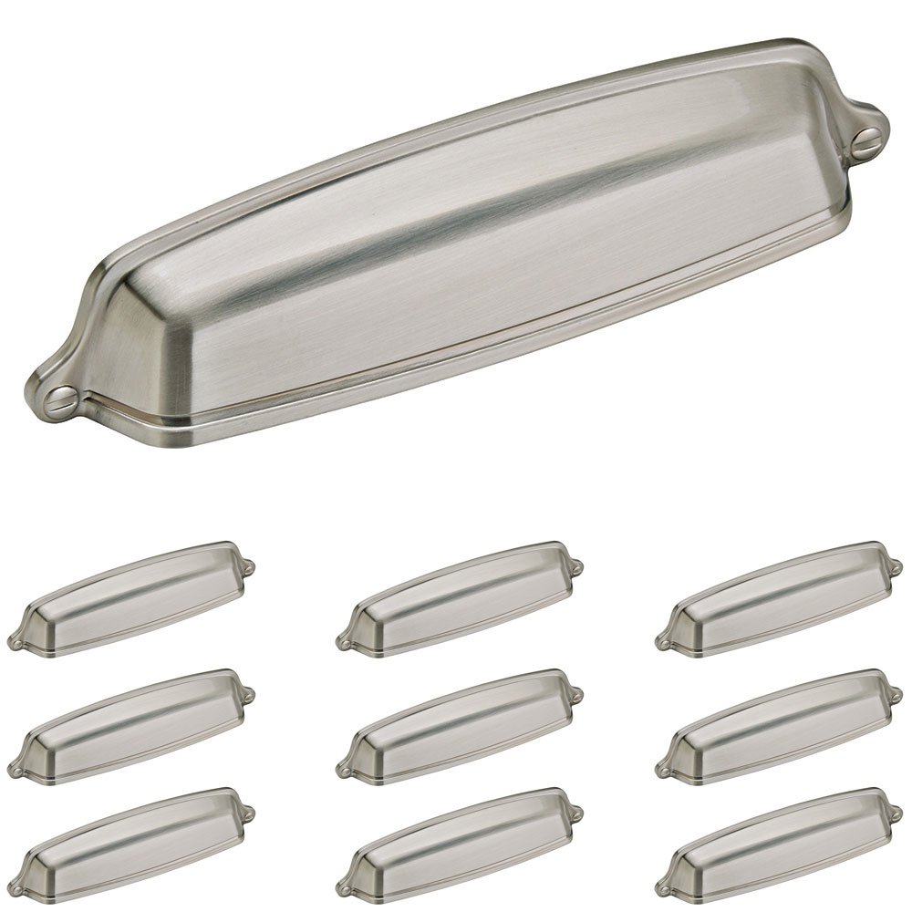 Amerock 10 Pack of 5" Centers Cup Pull in Satin Nickel