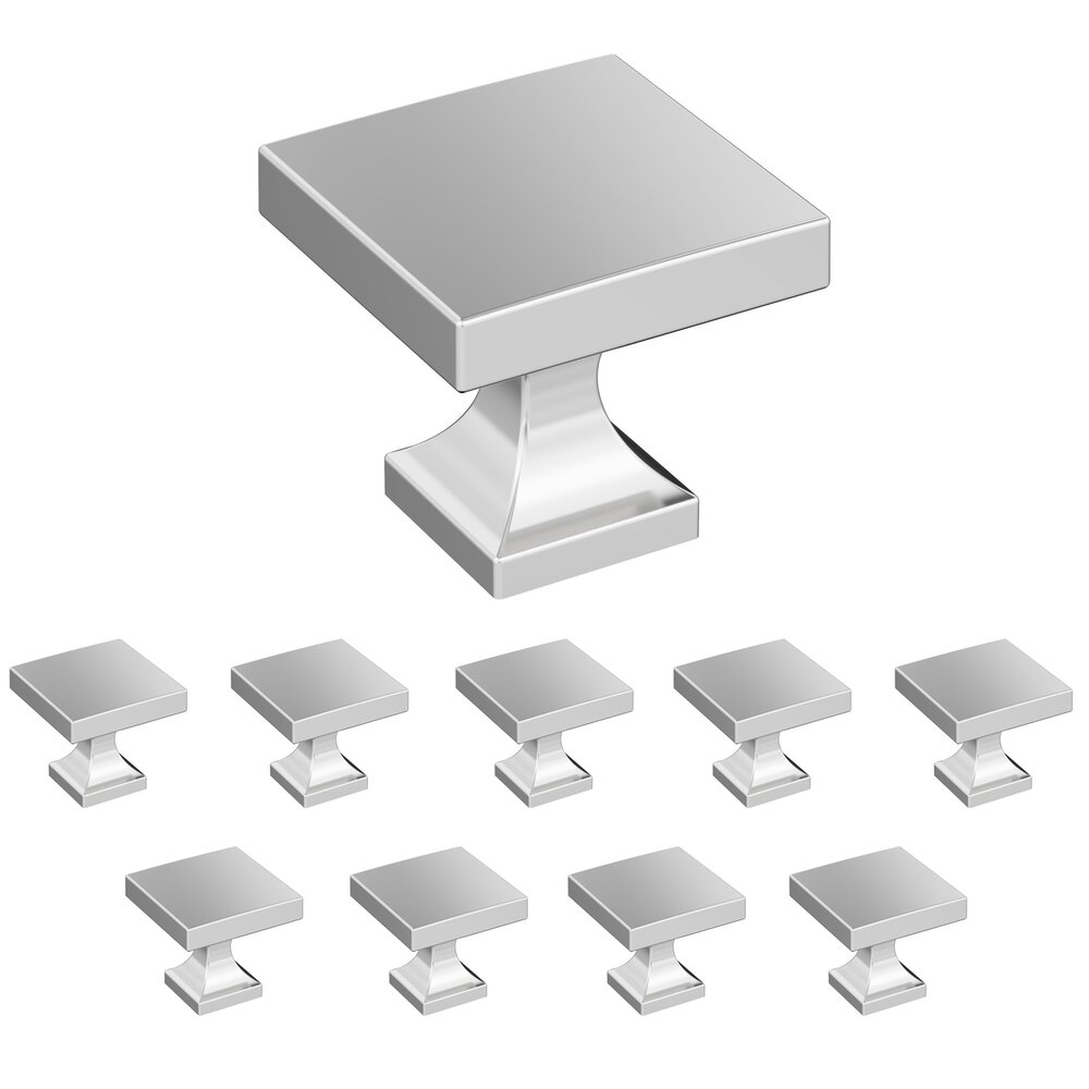 Amerock 10 Pack 1-1/16" (27mm) Square Knob in Polished Chrome