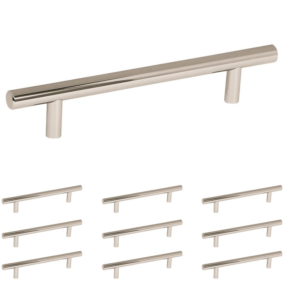 Amerock 10 Pack of 5" Centers European Bar Pull in Polished Nickel