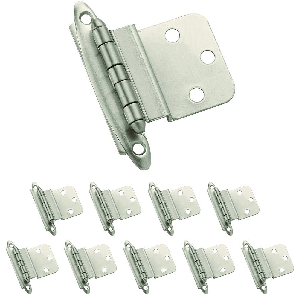 Amerock 10 Pack of Non Self Closing Face Mount 3/8" Inset Hinge in Satin Nickel