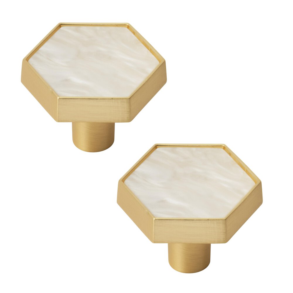 Amerock 1-5/16 Inch (33Mm) Length Gold/Mother Of Pearl Cabinet Knob  (Sold As A Pair)