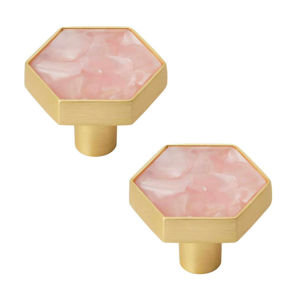 Amerock 1-5/16 Inch (33Mm) Length Gold/Pink Cabinet Knob  (Sold As A Pair)