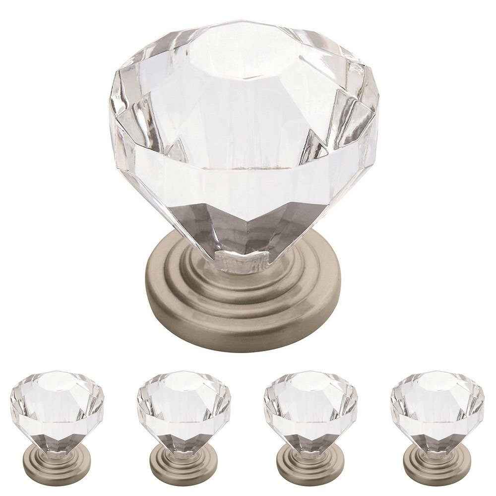 Amerock 5 Pack of 1 1/4" Clear Acrylic Knob in Satin Nickel