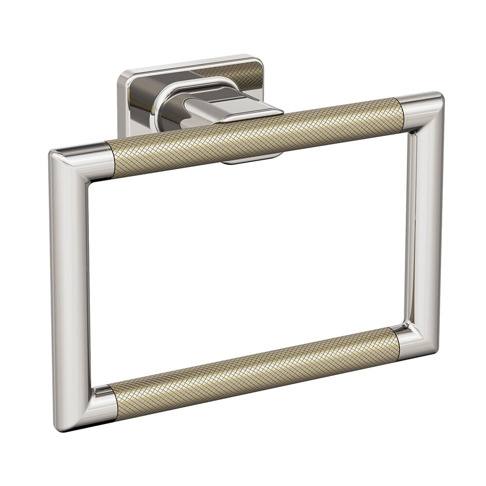 Amerock 5 1/4" (133 mm) Length Towel Ring in Polished Nickel and Golden Champagne